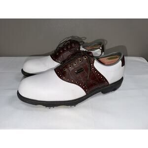 Footjoy FJ Dryjoys Tour Mens 11 M Golf Cleats Shoes 53712 White Brown Leather